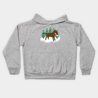 Chocolate Labrador Snow and Christmas Kids Hoodie